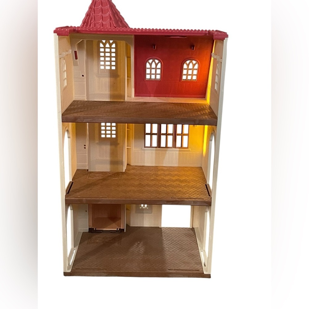 Calico Critters Red Roof Tower Home Dollhouse Elevator Epoch Sylvania Families - Picture 4 of 12